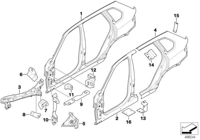 2009 BMW X5 Side Frame Diagram