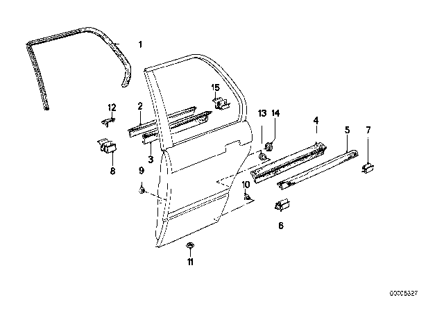 1989 BMW 325i Door Weatherstrip Diagram 2