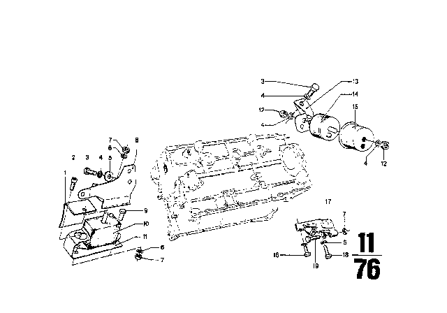 1976 BMW 2002 Right Side Engine Mount Bracket Diagram for 11811103865