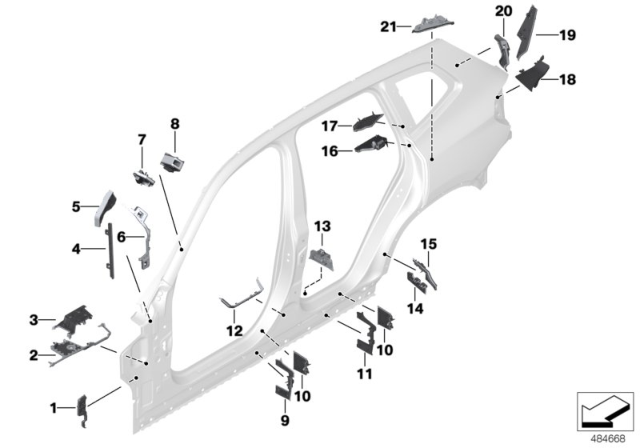 2019 BMW X4 Shaped Part, Wheel Arch, Outer Diagram for 41007423563