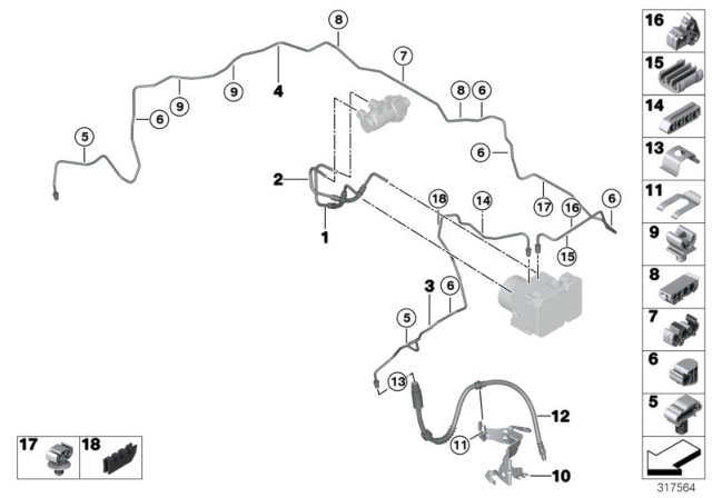 2015 BMW 328i GT xDrive Brake Hose Front Diagram for 34306851146