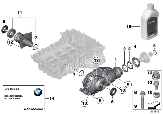 2015 BMW 328i xDrive Front Axle Differential Separate Component All-Wheel Drive V. Diagram
