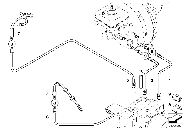 2009 BMW M6 Brake Pipe, Front Diagram