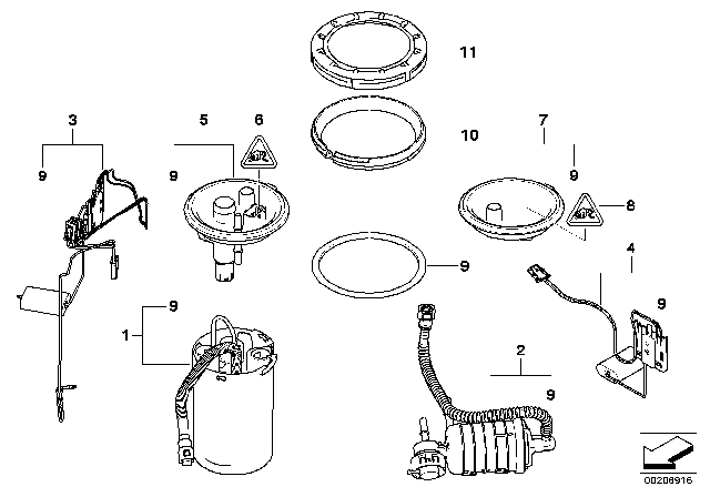 2006 BMW X3 Fuel Filter / Pump / Fuel Level Sensor Diagram