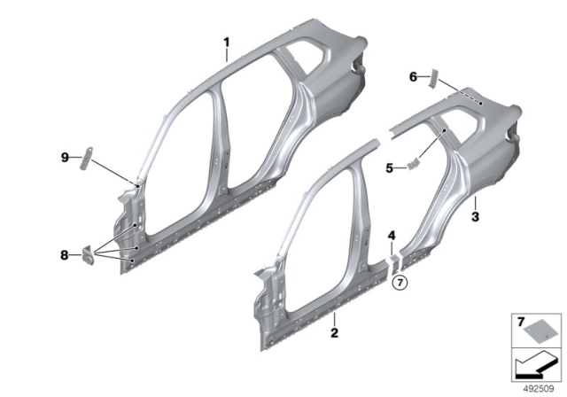 2019 BMW X7 COLUMN A WITH LEFT ROCKER PA Diagram for 41007955085