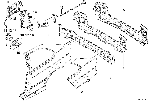 1996 BMW 318ti Complete Tail Trim Diagram for 41348195667