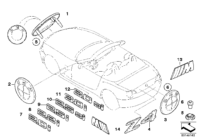 2007 BMW Z4 M Emblems / Letterings Diagram