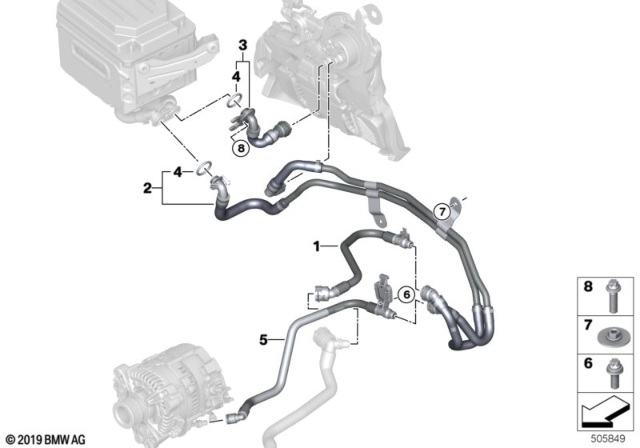 2020 BMW M340i xDrive Coolant Circuit High-Voltage Battery Diagram