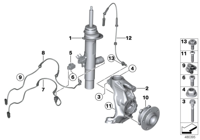 2020 BMW M240i Steering Knuckle, Left Diagram for 31216853649