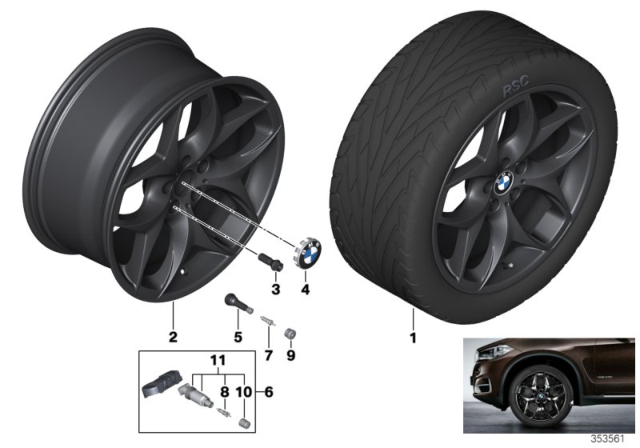 2018 BMW X6 Light Alloy Rim Ferricgrey Diagram for 36116772252