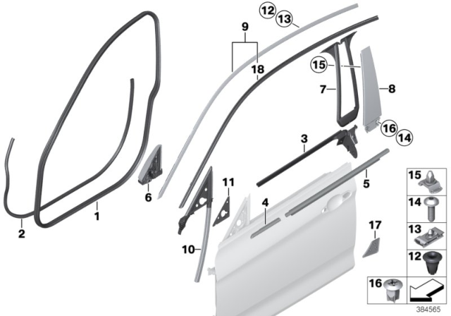 2016 BMW 428i Gran Coupe Trims And Seals, Door Diagram 1