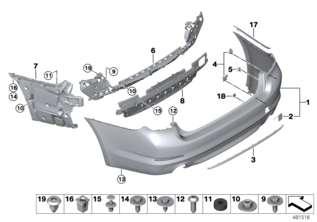 2018 BMW 540i Trim Panel, Rear Diagram