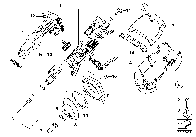 2007 BMW X3 Manually Adjust. Steering Column Diagram for 32303450159