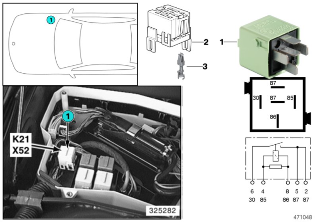 2002 BMW 525i Sedan(E39) Relay, Auxiliary Fan Stage Diagram 1