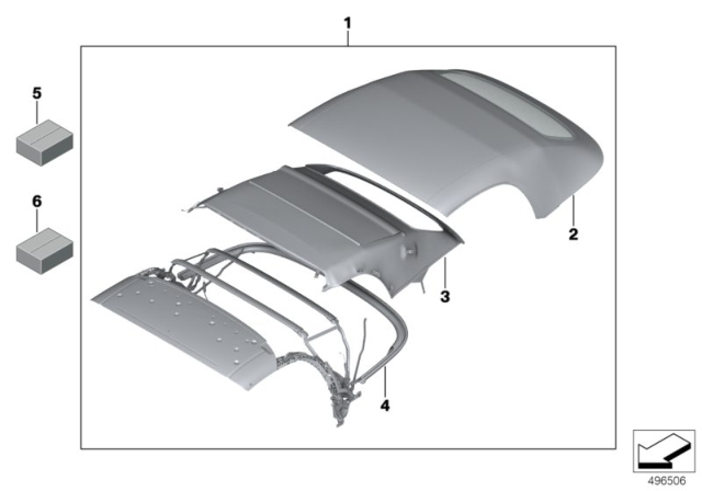 2020 BMW Z4 Convertible Top Cover Diagram for 54347434540