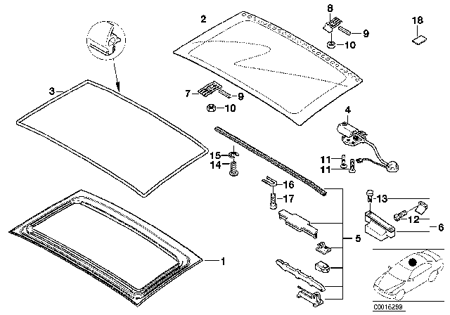 2000 BMW Z3 M Glass Cover Diagram for 54108410690