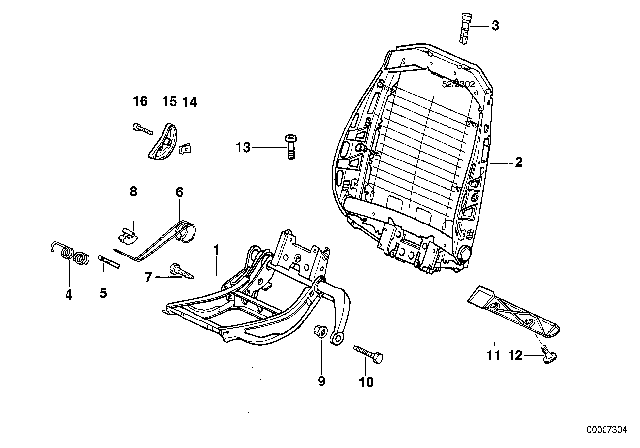 1992 BMW 325is BMW Sports Seat Frame Mechanical Diagram 2