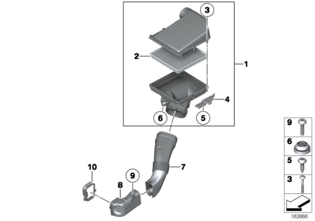 2014 BMW 535i xDrive Intake Silencer / Filter Cartridge Diagram