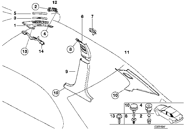 2000 BMW 323i Bracket, Column A Cover, Left Diagram for 51438219055