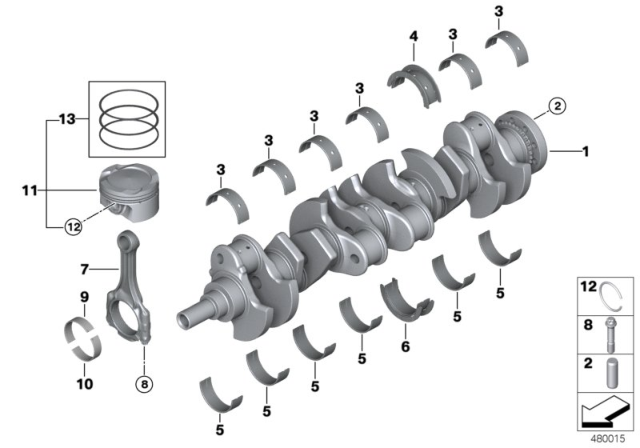 2018 BMW M760i xDrive Crankshaft / Connecting Rod / Piston Diagram