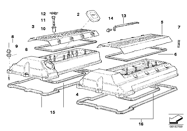 1996 BMW 840Ci Cylinder Head Cover Diagram