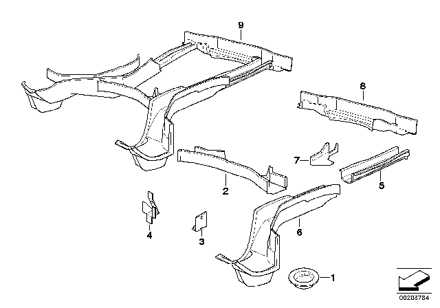 1992 BMW 850i Right Rear Side Member Diagram for 41118152996