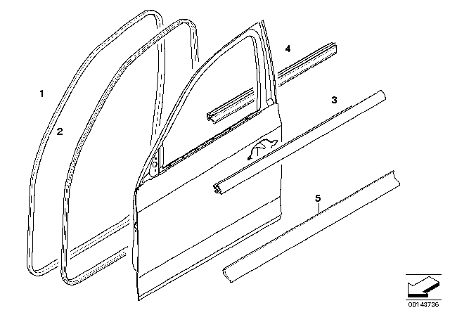 2011 BMW 328i xDrive Door Weatherstrip Diagram 1