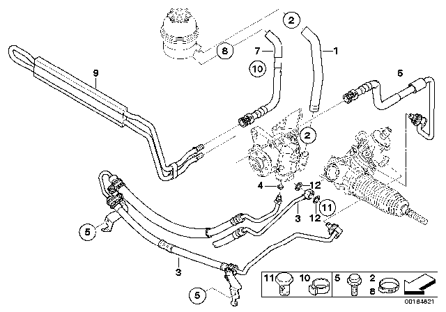 2008 BMW X3 Hydro Steering - Oil Pipes Diagram