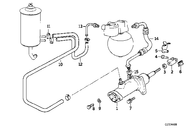 1989 BMW 635CSi Hydraulic Brake Servo Unit Diagram