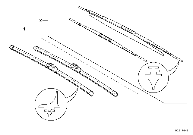 2006 BMW M3 Set, Wiper Blades Diagram