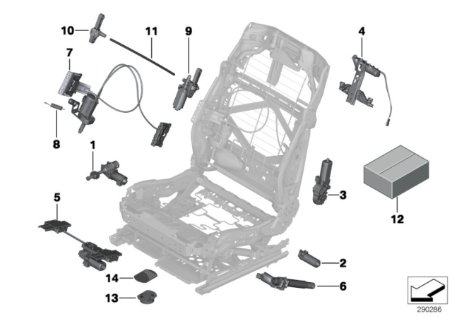 2010 BMW 750i xDrive Actuator Thigh Support Diagram for 52107068045