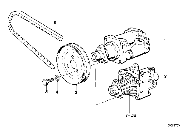 1983 BMW 633CSi Hydro Steering - Vane Pump Diagram 1