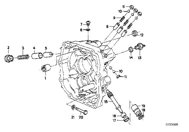 1983 BMW 320i Inner Gear Shifting / Speedometer Driver (Getrag 242) Diagram