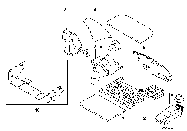 1995 BMW 318ti Sound Insulating For Trunk Lid Diagram for 51488146025