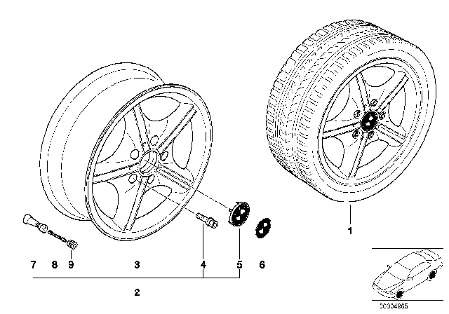 2002 BMW Z3 Light Alloy Rim, Chromium-Plated Diagram for 36111092230