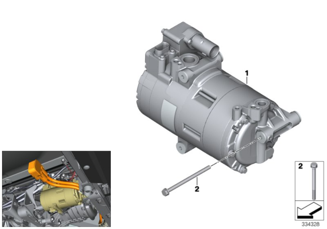 2015 BMW i3 Electric Air Conditioning Compressor Diagram for 64529347662