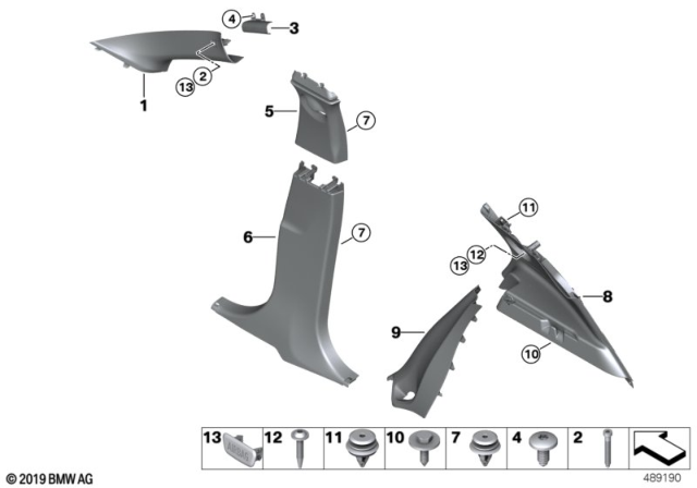 2019 BMW X2 Trim Panel Diagram