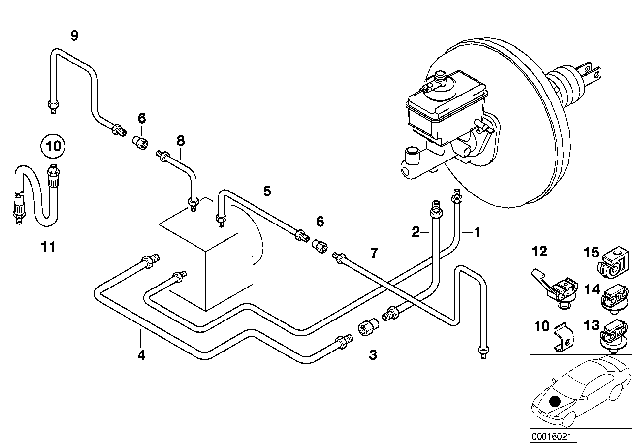 1995 BMW 750iL Front Brake Pipe, DSC Diagram