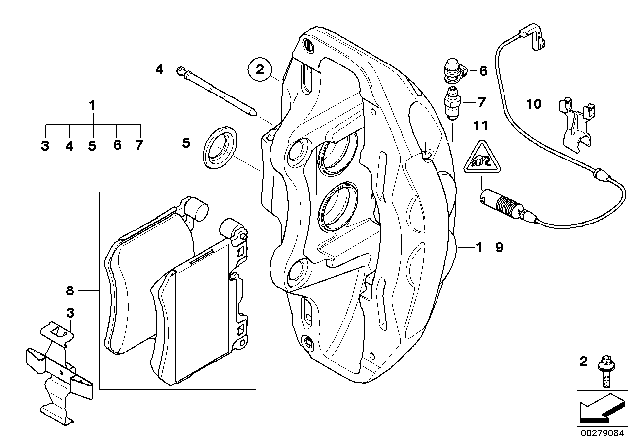 2012 BMW X5 M Brake Caliper Right Diagram for 34116789342