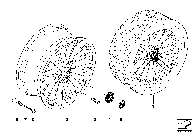 2009 BMW 328i BMW Composite Wheel, Radial Spoke Diagram