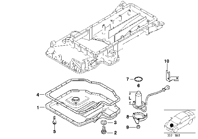 1996 BMW 840Ci Oil Pan / Oil Level Indicator Diagram 2