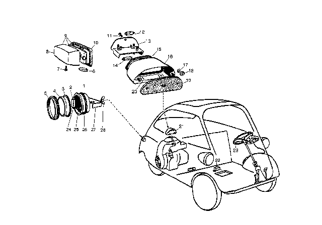 1957 BMW Isetta Rubber Grommet Diagram for 63240035088