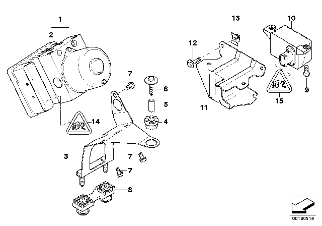 2004 BMW M3 Hydro Unit DSC / Fastening / Sensors Diagram