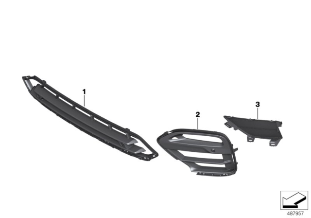 2020 BMW X4 Grille Side Open Right With Pdc Diagram for 51117456934