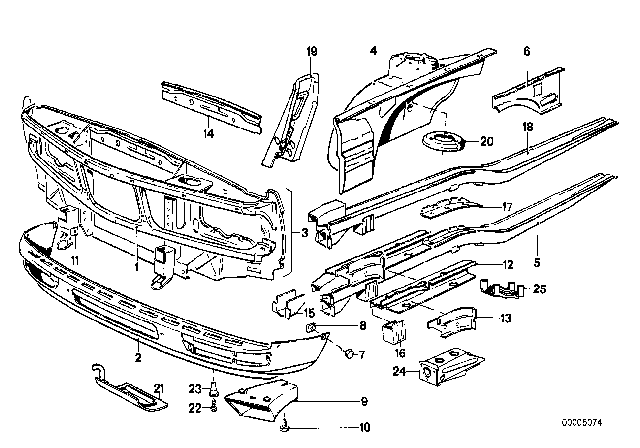 1988 BMW M5 Wheelhouse / Engine Support Diagram