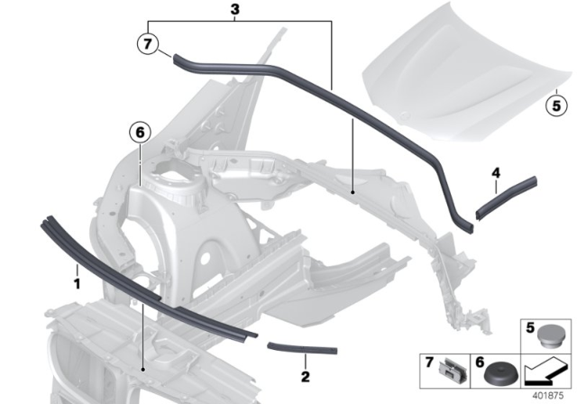 2017 BMW X3 Bonnet Seals Diagram