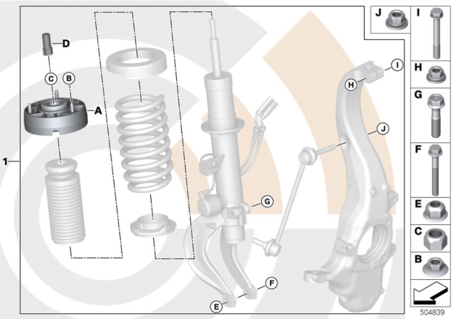 2014 BMW X5 Repair Kit, Support Bearing Diagram