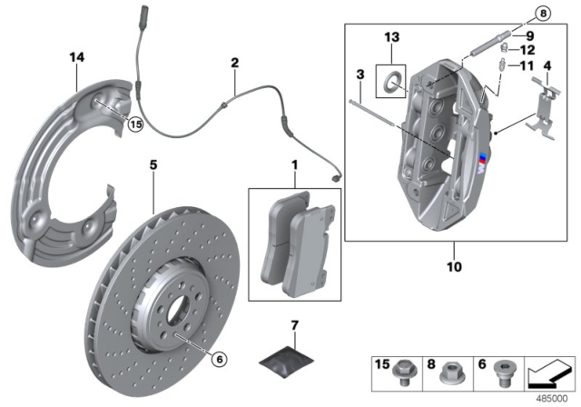 2019 BMW M5 Front Wheel Brake Diagram