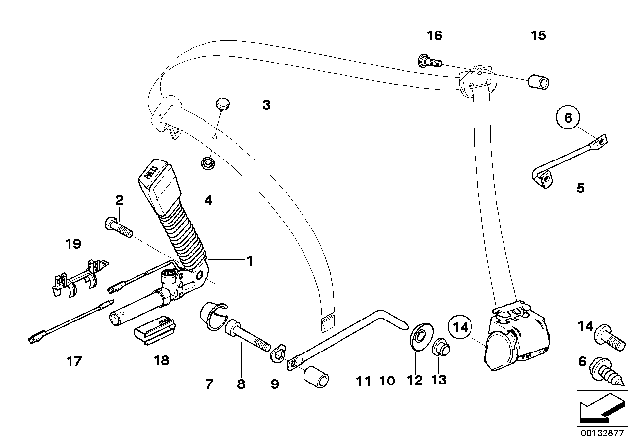 2010 BMW M6 Front Safety Belt Mounting Parts Diagram