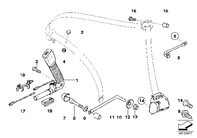 2006 BMW 650i Front Safety Belt Mounting Parts Diagram